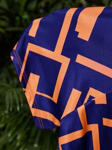 Slaydiva Boho Summer Holiday Off Shoulder Tight-Fitting Top And All-Over Printed Waist Tie Mini Shorts Going Out Set - Orange - View 7