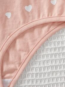 SHEIN Set Of 4 Cute And Comfortable Triangle Shorts For Tween Girls, With Heart, Letter And Stripe Pattern, Knitted, Breathable And Antibacterial - Multicolor - View 5