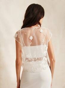 Anewsta French Vintage Sheer Embroidered Top - Clear - View 2