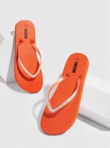 Grefit Solid Color Beach Home Outdoor Flip Flops Halloween Christmas Fall - Orange - View 5