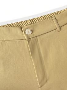 Manfinity Homme Men's Solid Color Khaki Pants For Daily Wear - Khaki - View 3