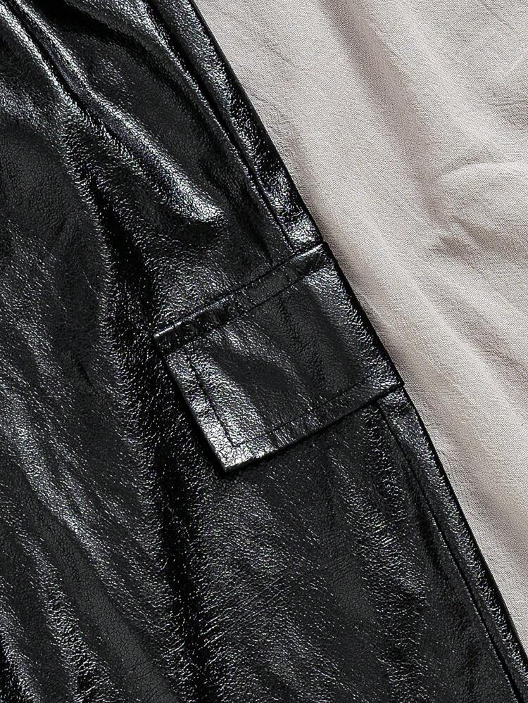 Young Girl Cool Graffiti Print Bodysuit With Black Straight Pants, Summer Two-Piece Set