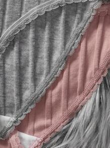 SHEIN 5pcs Pack Simple Style Antibacterial Knitted Breathable Lace Trimmed Triangle Panties For Tween Girls - Multicolor - View 4