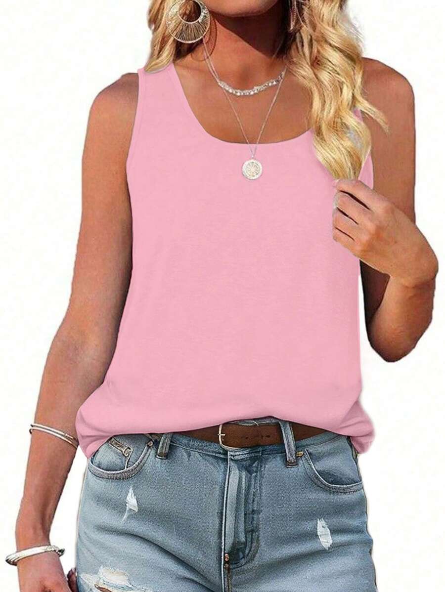 SHEIN LUNE Camiseta sin mangas de moda de verano de unicolor