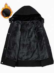 Manfinity Homme Herren Lange Ärmel Kapuzen Wattierte Jacke, für Herbst und Winter