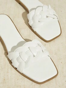 SHUZIA Sandal quai đan phồng màu đen - trắng - Xem 4