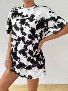 Chiquease 女士夏季印染短袖圓領休閒T恤