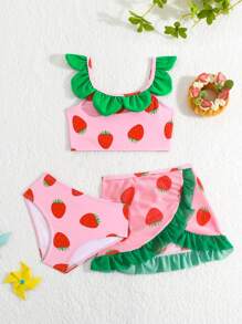 Conjunto de bikini para niña joven (estampado aleatorio) para la playa de verano - Multicolor - Ver 1