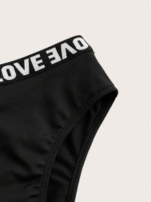 Women's Simple Printed Daily Sports Underwear - Black - View 4