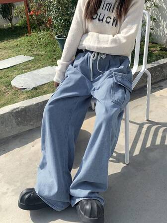 高腰休闲百搭女士牛仔裤，夏季时尚