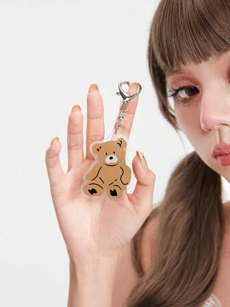 Kawaii 152970 Porte-clés et anneaux avec motif d'ours en peluche marron