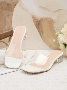 女孩夏季透明水晶兒童高跟涼鞋 - 無色 - 查看 2