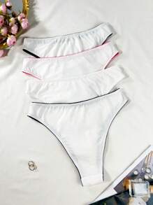 4 cái/bộ In hình bướm dành cho nữ cỡ lớn Phong cách đơn giản Quần lót, đồ lót hàng ngày - Nhiều màu - Xem 2