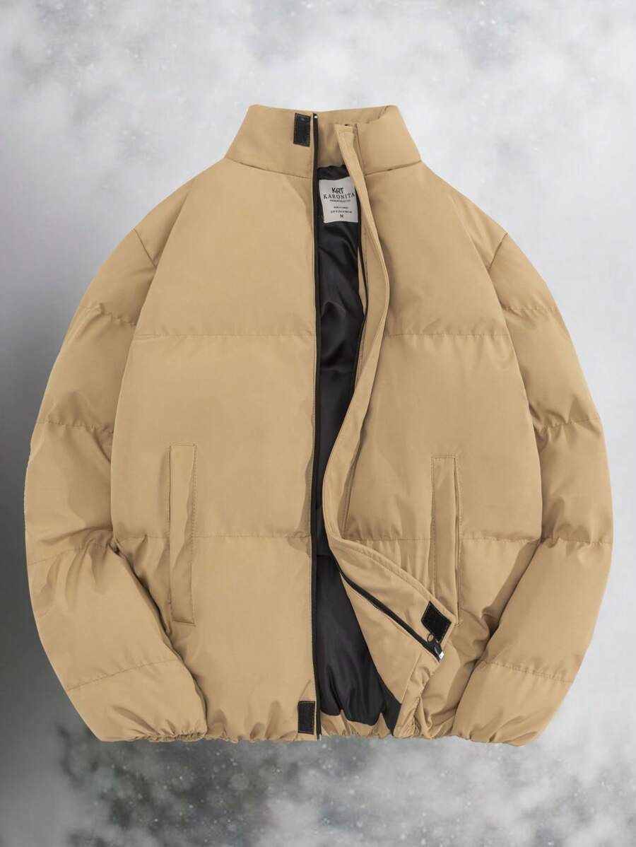 Men's All-Match Stand Collar Coat For Young And Casual Style - Camel - View 1