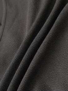 SHEIN EZwear 大碼雙頭拉鍊溜口商務暗灰色上衣，襯衫領 - 深灰色 - 查看 5