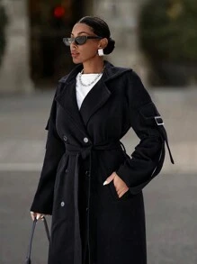 EURMUSE Oversize Extra Long  Coat - Black - View 9