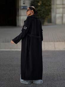 EURMUSE Oversize Extra Long  Coat - Black - View 2