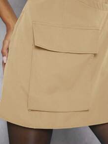 Hauture Bustier Flap Pocket Wrap Hem Dress