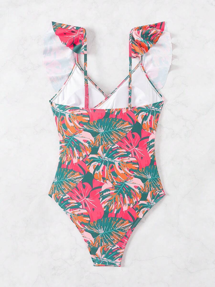 SHEIN DD+ Ladies' OnePiece Random Flower Pattern Swimwear (Copyright