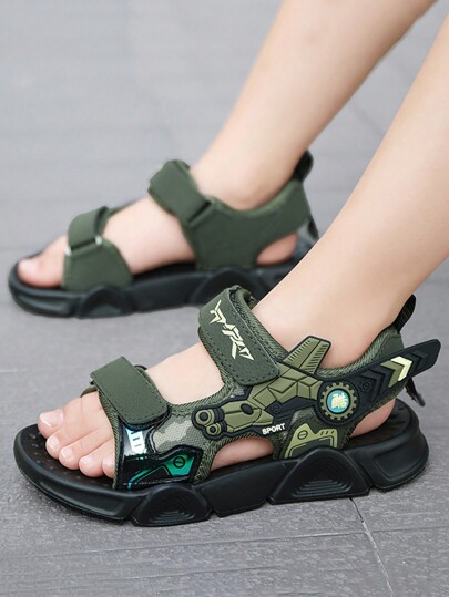 1 Pair Lightweight & Durable Casual Hook And Loop Sandals, Fashionable And Convenient For Outdoor And Beach Activities, Children's Size