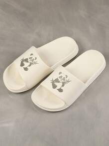 Fashionable Women's Plastic Slippers, Soft And Wear-Resistant, Cartoon Cute White Flat Bath Slippers, Perfect For Summer - White - View 3