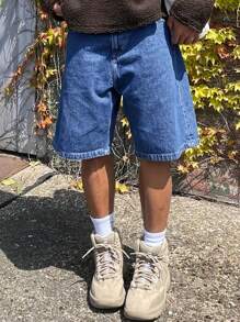 Quần short denim Mỹ cổ điển thời trang dành cho nam, quần short mùa hè - Rửa trung bình - Xem 4