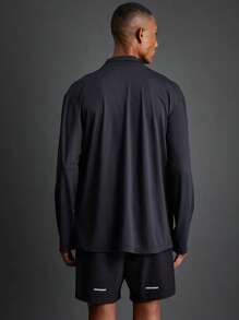 Manfinity Sport Corelite Boyfriend Style Men's Simple Solid Color Long Sleeve Sports Jacket For Daily Wear Sports Jacket - Black - View 2