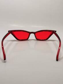 015068863-0007-17077 1 pieza Gafas de ojo de gato con marco rosa, decoración de cristales y strass, de lujo para fiestas y festivales. Lindo y de moda, adecuado para fiestas con temática. (Incluye paño de limpieza) Gafas de novia blancas/Accesorio de boda, San Valentín, para verano, playa, al aire libre, viajes