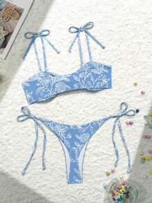 SHEIN Swim Summer Women Fashionable & Sexy Strappy Bikini - Multicolor - View 3