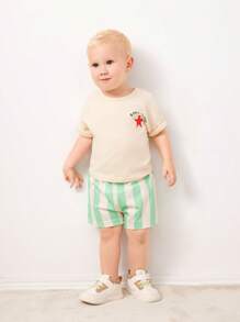 SHEIN 6pcs/Set Boys' Baby Clothing With Simple, Fun, Colorful Dopamine & Alphabet Printed Patterns, Perfect For Holidays And Outings, Spring & Summer