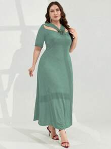Modelyn Plus Size Women's Simple Solid Color Casual Dress For Daily Wear