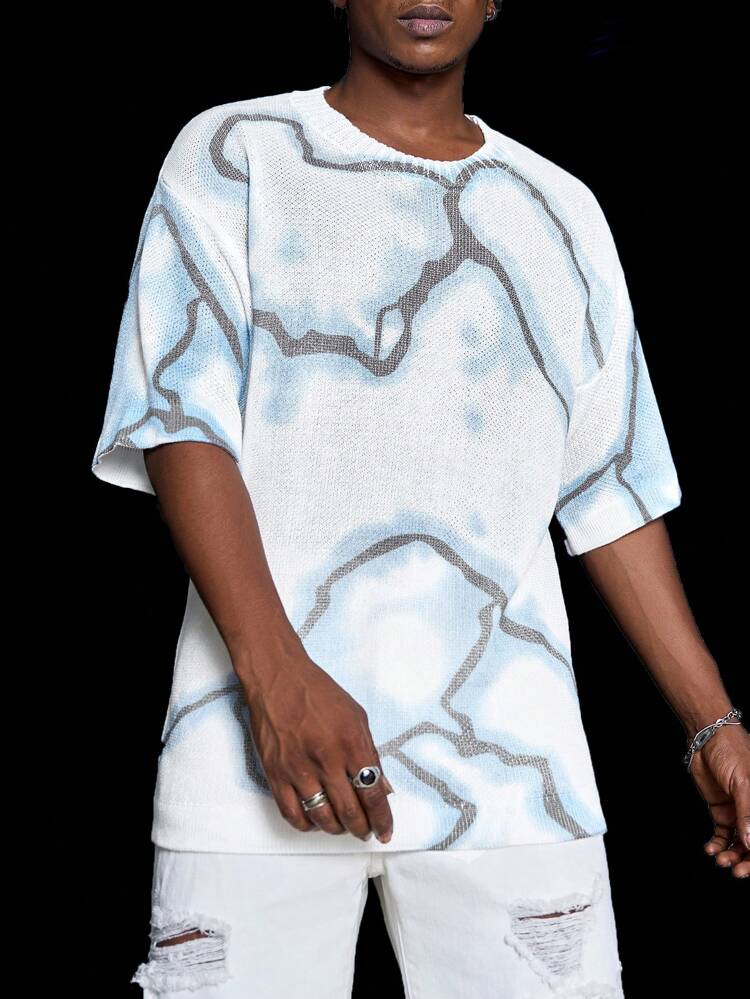 Men's Random Printed Round Neck Knitwear