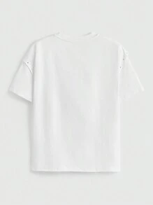 Manfinity VCAY 夏季男士 2 合 1 前卫星星印花短袖 T 恤 - 白色 - 查看 2