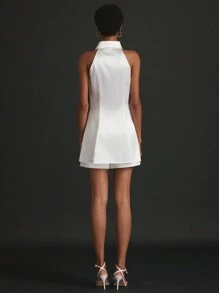 Aveloria Elegant Sleeveless Halter Neck Women's Shirt With Delicate French Palace Style Ruffle Trim And Bright Color