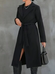 EURMUSE Petite Women's Open Lapel Collar Coat