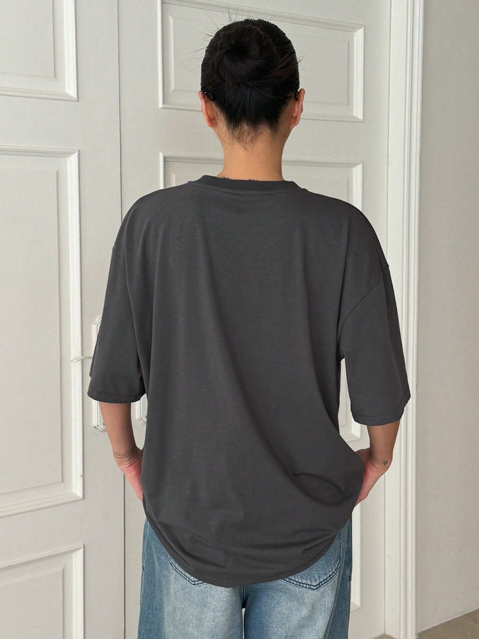 Loose Short Sleeve Crew Neck T-Shirt With Letter Print Oversized T-Shirt