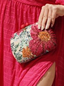 SHEIN VCAY Women's Floral Pattern Clutch Bag, Suitable For Daily Wear (Random) Valentines