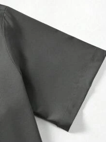 Manfinity Mode Chemise d'été casual à manches courtes pour hommes de couleur unie (coupe aléatoire)