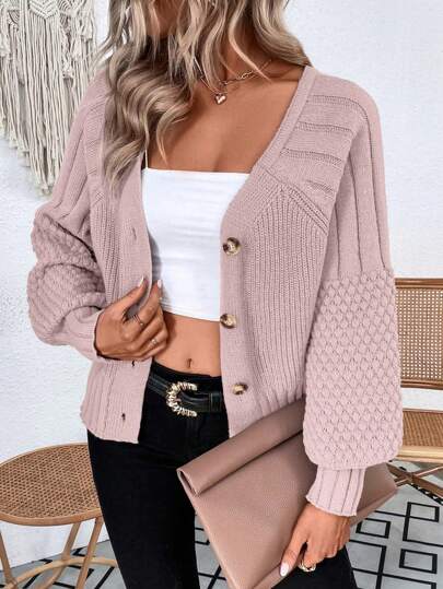 EMERY ROSE V-Neck Long Sleeve Button-Down Cardigan Fall Winter Cloth For Women