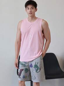 DAZY Men's Summer Letter Printed Shorts - Grey - View 6