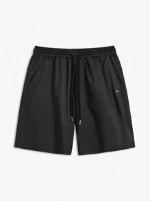 Manfinity VCAY Men's Woven Nylon Windproof Breathable Shorts, Slim-Fit Casual Straight Shorts, Suitable For Summer And Daily Wear - Black - View 1