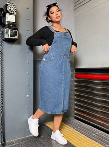 SHEIN ICON Plus Size Casual Daily Wear Denim Dress