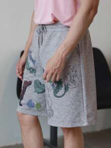 DAZY Men's Summer Letter Printed Shorts - Grey - View 5