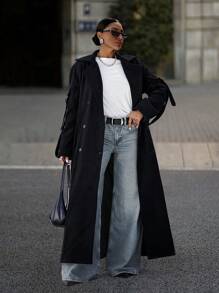 EURMUSE Oversize Extra Long  Coat - Black - View 5