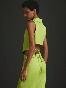 Aveloria Modichic Traje de chaleco largo y pantalón de estilo profesional OL de alta gama de unicolor con correa trasera, ajuste entallado, moderno, adecuado para el trabajo, la ropa de profesora