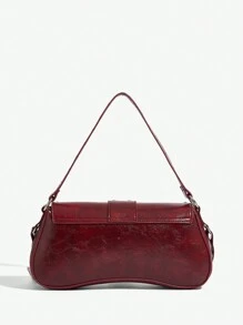 SHEIN X Lucía Bellido SHEIN SXY Fashionable Shoulder Bag With Rivet Decoration For Women And Teenagers, Fashionable Burgundy Bag Valentines