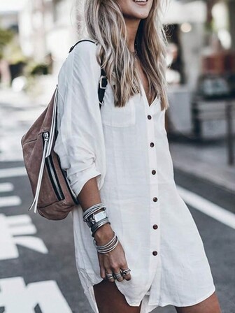 Women's Solid Color Simple Casual Long Sleeve Button-Up Shirt