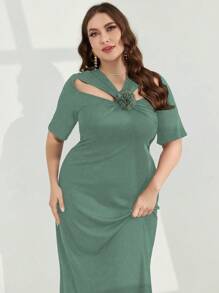 Modelyn Plus Size Women's Simple Solid Color Casual Dress For Daily Wear