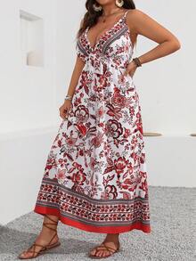 SHEIN Clasi 花卉印花背心連身裙 Plus碼 - 彩色 - 查看 3