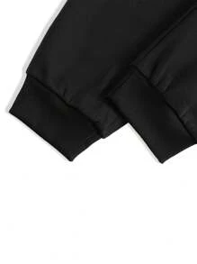 Manfinity Homme Loose-Fit Men's Letter Printed Hoodie And Sweatpants Two Pieces Set, Men Purple Outfit, Men Sweatpants, Purple And Black Hoodie, Men Joggers, Men Sweats - Multicolor - View 7